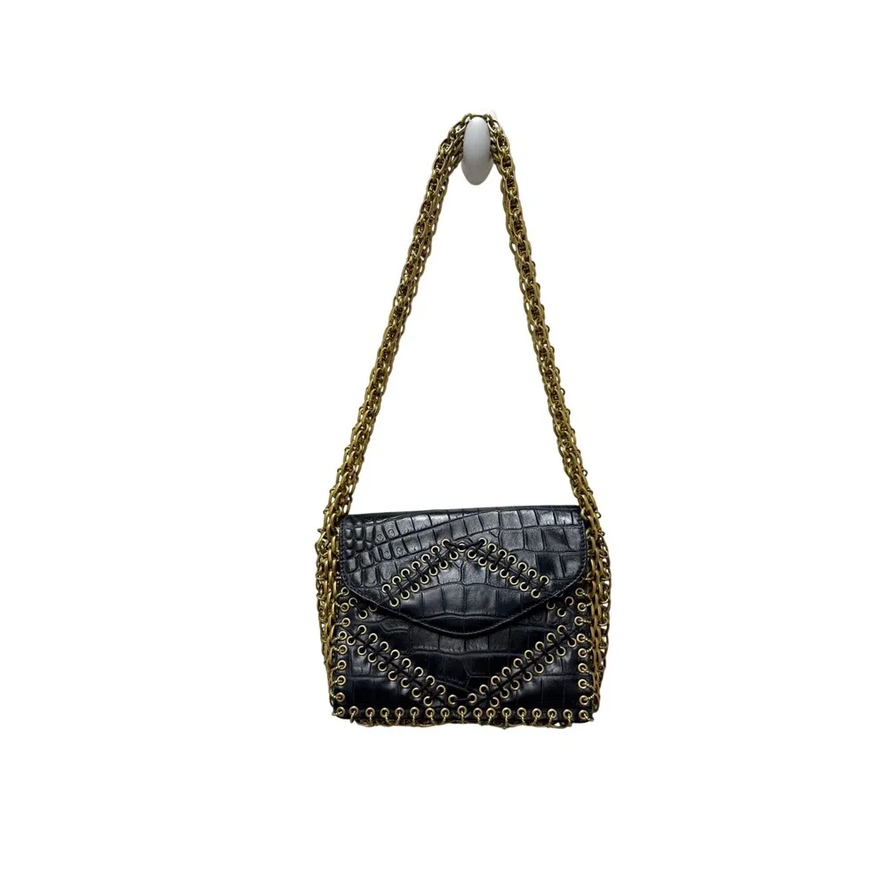 Tory Burch 2014 Fall Runway Alligator Skin Chain Shoulder Bag Sample Rare Blue